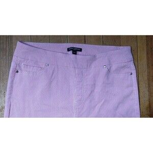 Mario Serrani Italy Women's Pull On Ankle Red Striped Pockets Pants Size M 29